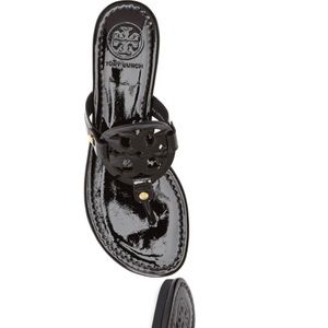 Tory Burch Miller Sandal in black patent leather